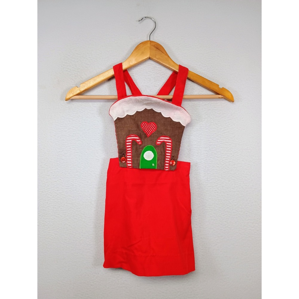 Christmas Holiday The Frog Pond Girls 4 Red Gingerbread Corduroy Jumper Dress